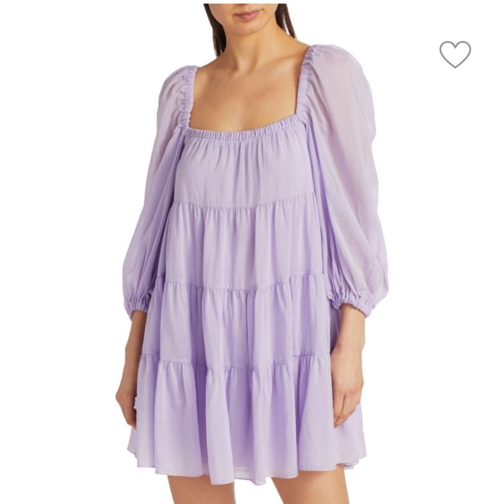 Alice and Olivia Rowan Babydoll Tiered Purple mini dress